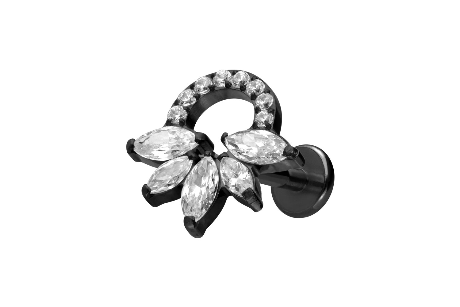 Titan Labret Piercing mit Innengewinde KRISTALLRASSEL